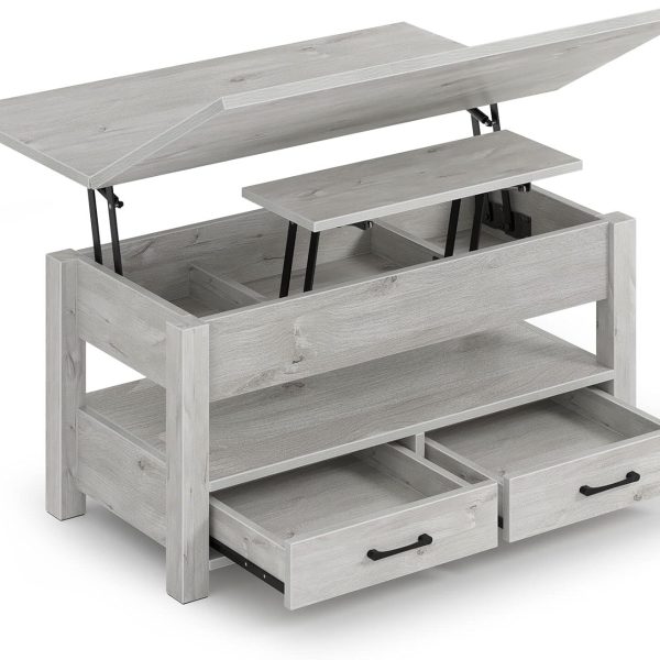 Coffee Table Lift Top, Multi-Function Convertible Coffee Table with Drawers and Hidden Compartment, Converts to Dining Table for Living Room, Home Office,Grey