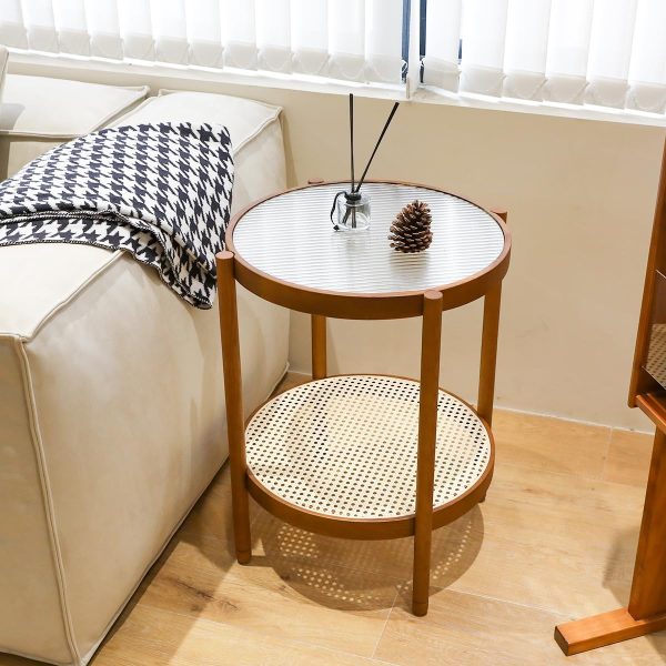 Living Room Coffee Table Set, and Elegant Nesting Round Wooden Table,Side End Table Set for Living Room,Bedroom 1pc End Table