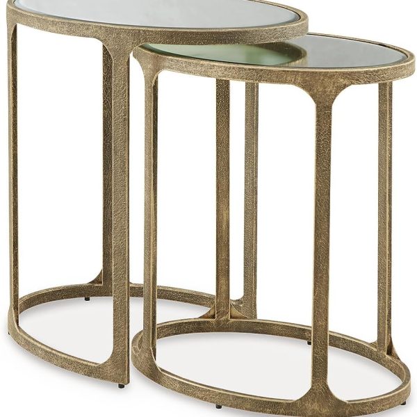 Classic Nesting Accent Table Set with Mirrored Tabletops, Set of 2, Metallic